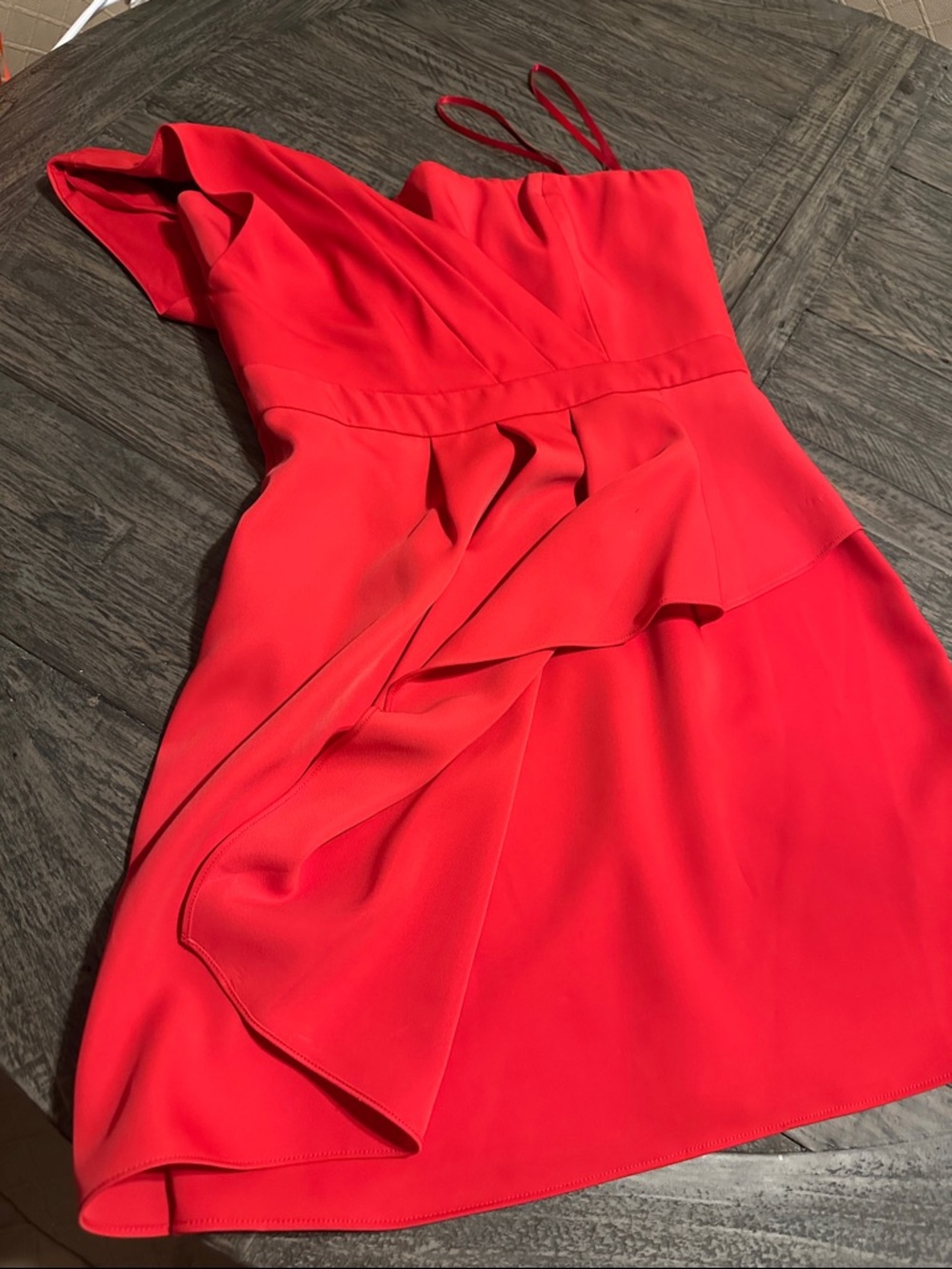 BCBGMaxAzria One-Shoulder Ruffle Mini Dress in Bright Red - Picture 6 of 6